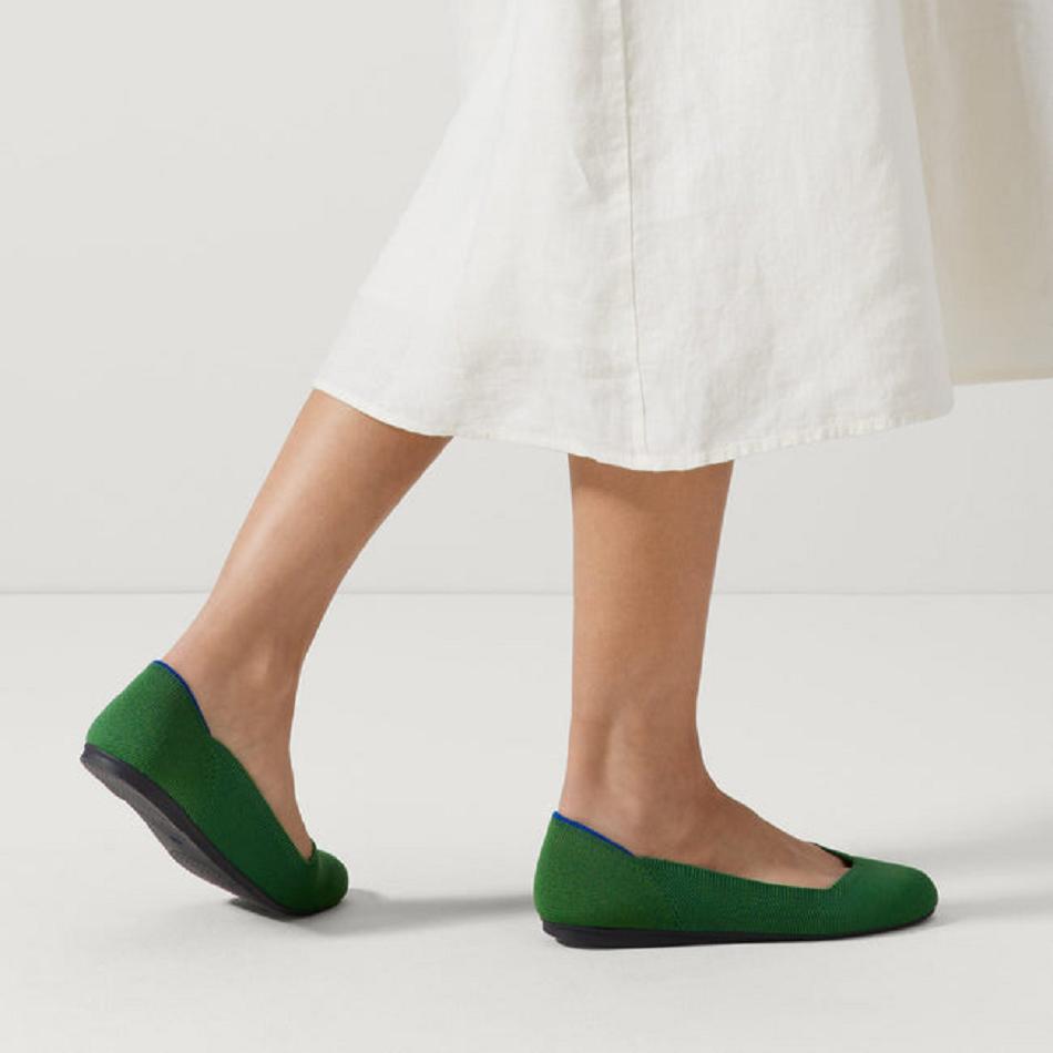 Women's Rothy's The Flat Flat Shoes Green | UAUTG28638
