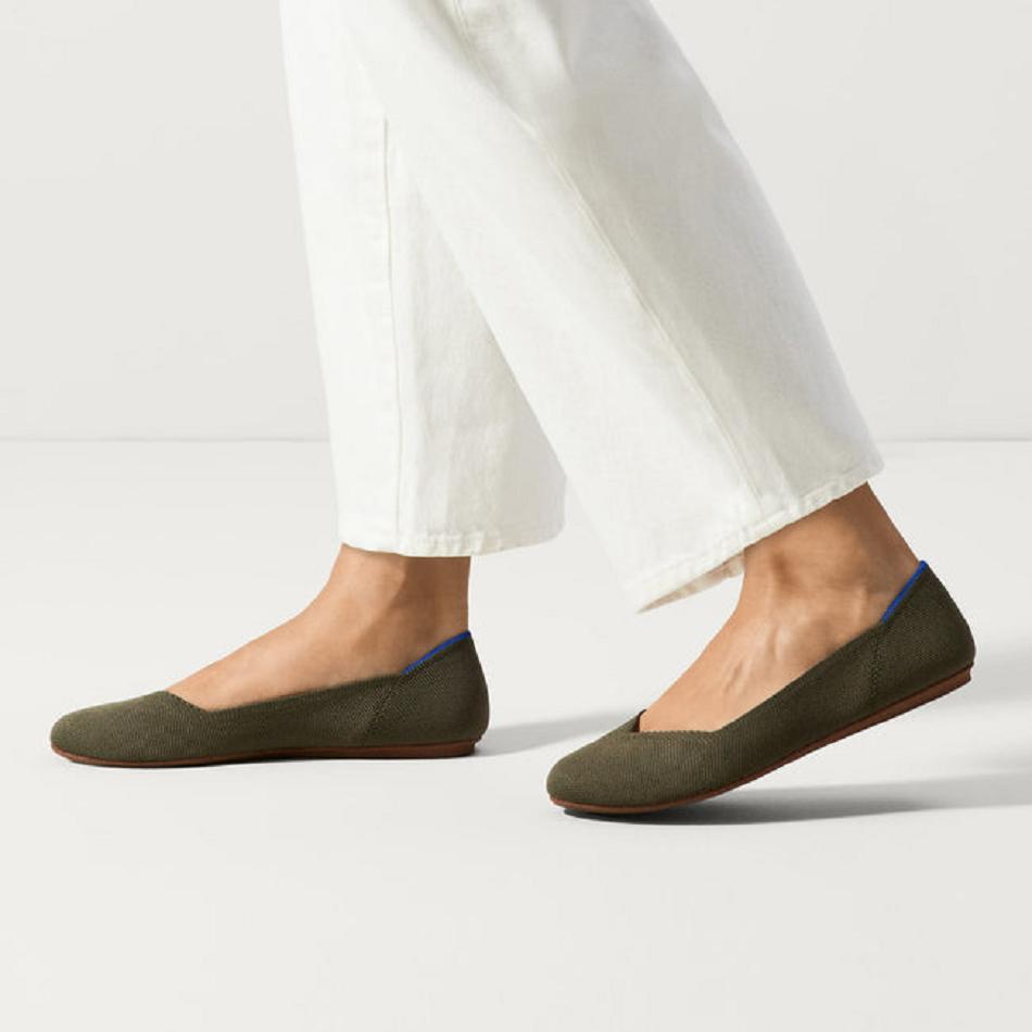 Women's Rothy's The Flat Flat Shoes Grey Green | AUDYB34050