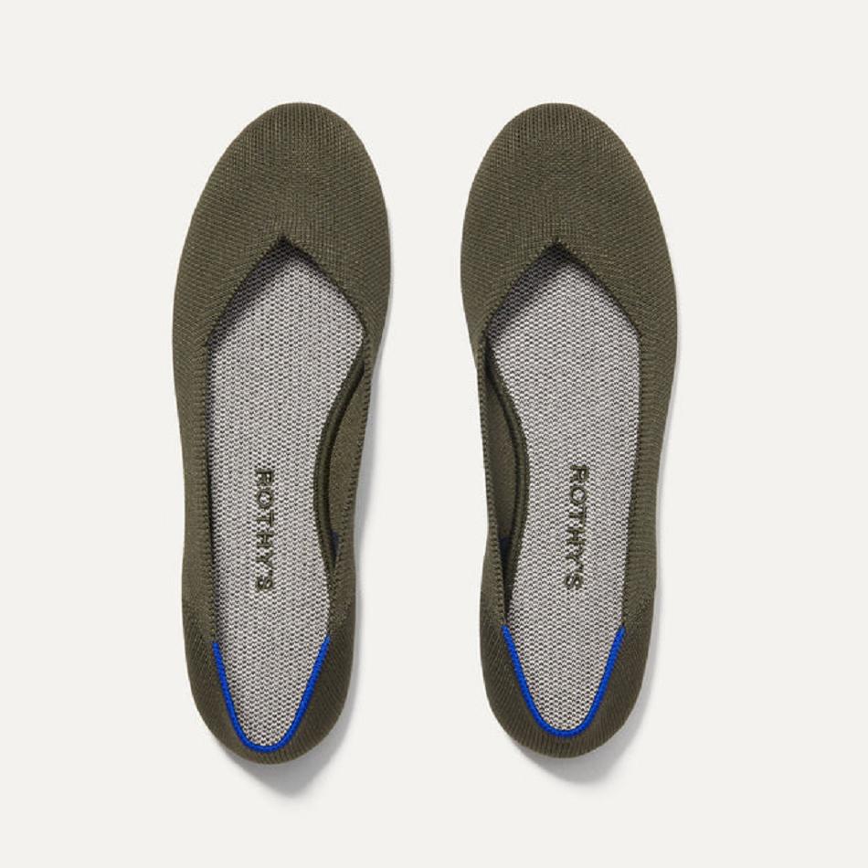 Women\'s Rothy\'s The Flat Flat Shoes Grey Green | AUDYB34050