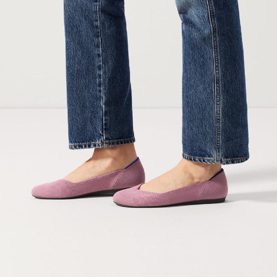 Women's Rothy's The Flat Flat Shoes Rose | XAUBH86109