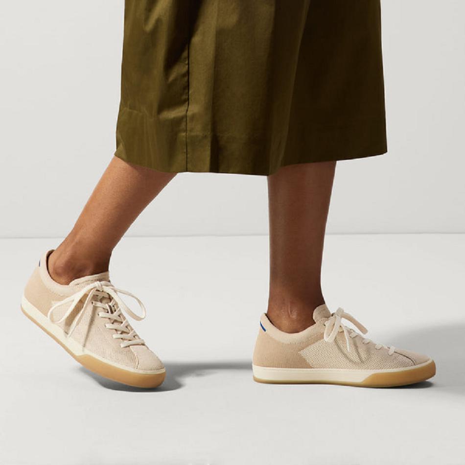 Women's Rothy's The Lace Up Sneakers Beige | AUIIZ96691