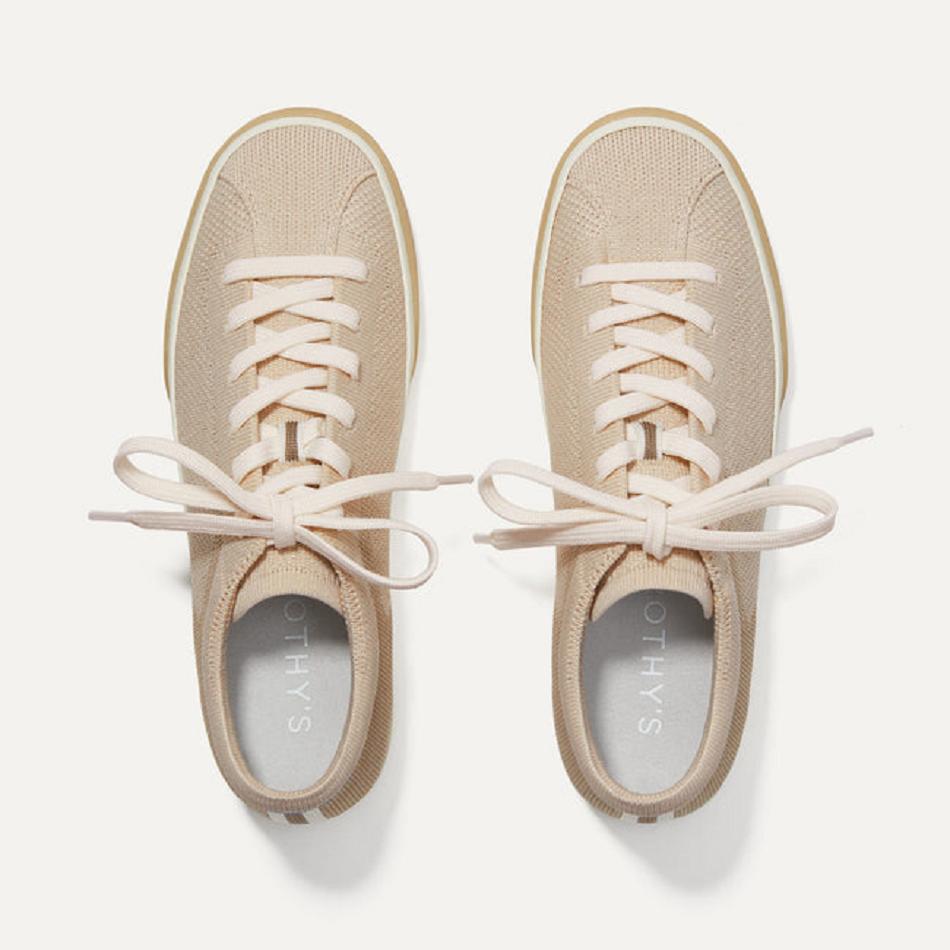 Women's Rothy's The Lace Up Sneakers Beige | AUIIZ96691