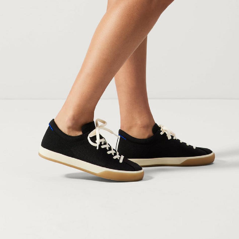 Women's Rothy's The Lace Up Sneakers Black | AUIIZ41011