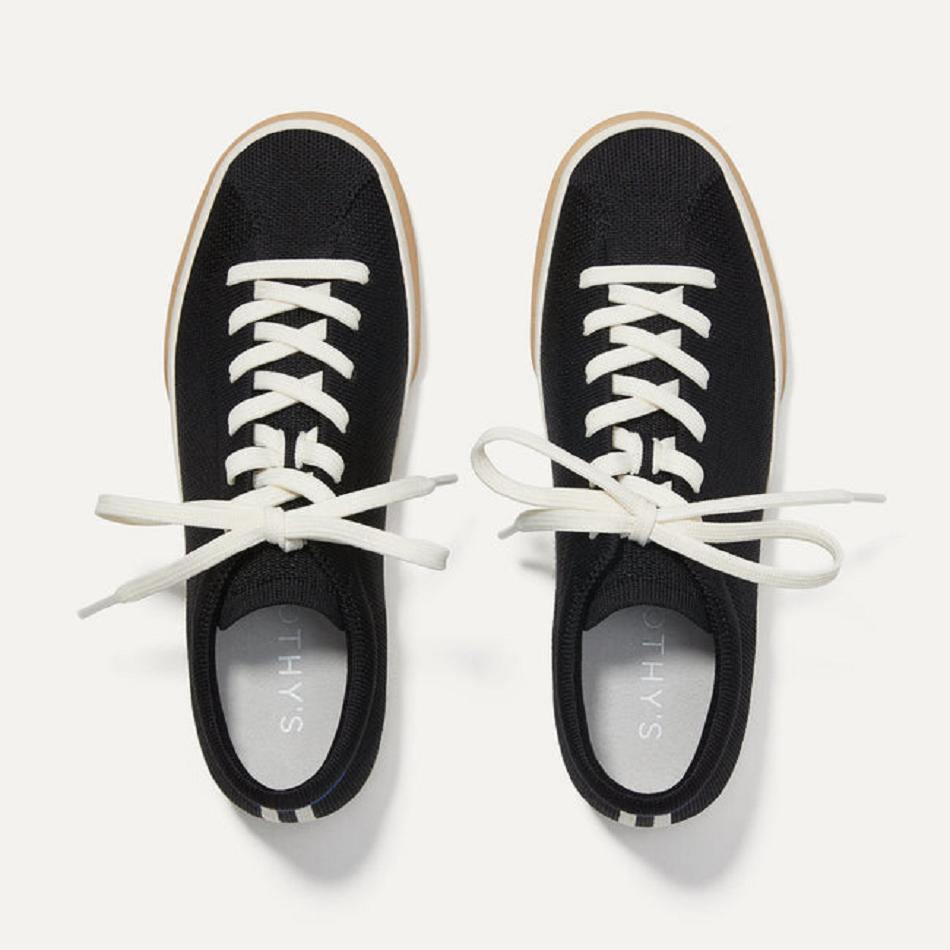 Women's Rothy's The Lace Up Sneakers Black | AUIIZ41011