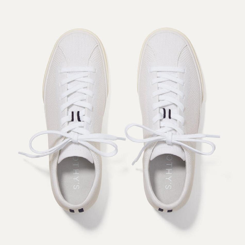 Women's Rothy's The Lace Up Sneakers White | TAUPQ33910