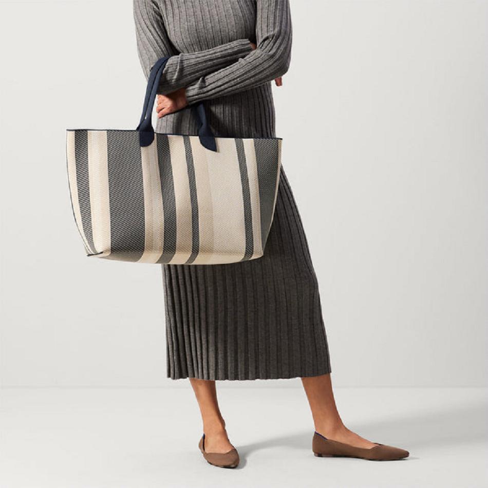 Women's Rothy's The Lightweight Mega Tote Bags Navy / Stripes | SAUVO44980
