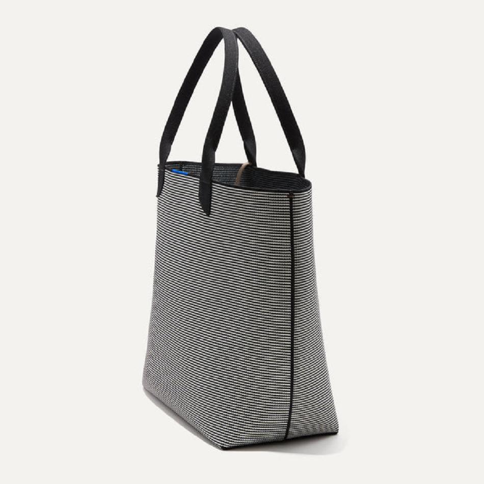 Women's Rothy's The Lightweight Tote Bags Black / White / Stripes | AUJZR93870
