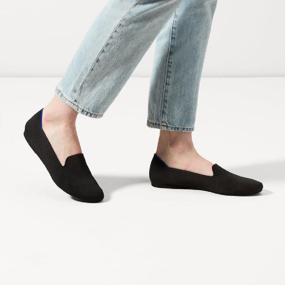 Women's Rothy's The Loafer Flat Shoes Black | ZAUNQ85602