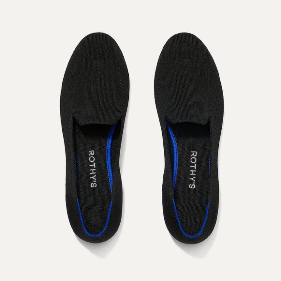 Women\'s Rothy\'s The Loafer Flat Shoes Black | ZAUNQ85602