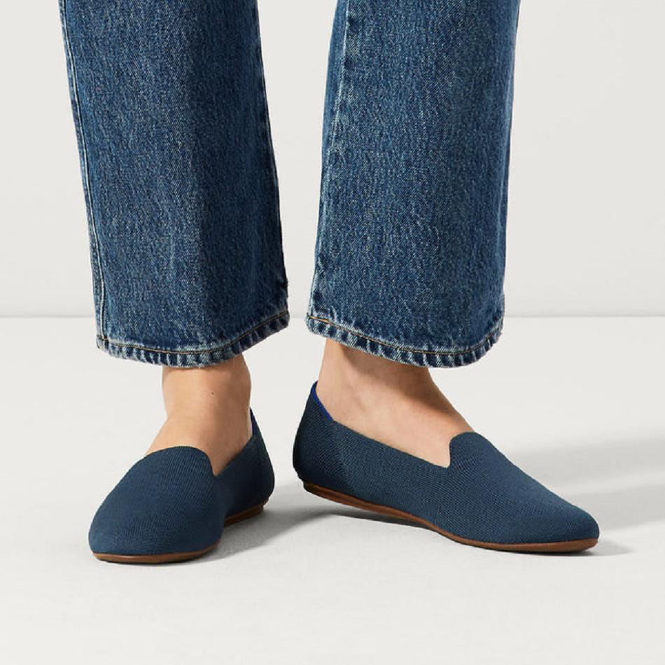 Women's Rothy's The Loafer Flat Shoes Navy | YAUGT34270