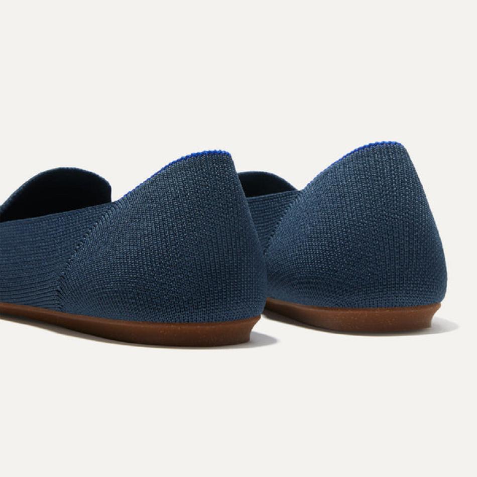 Women's Rothy's The Loafer Flat Shoes Navy | YAUGT34270