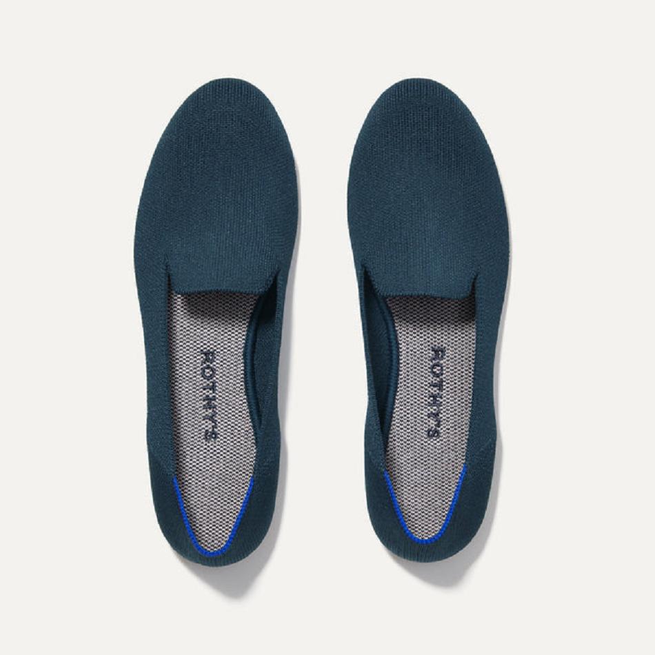 Women\'s Rothy\'s The Loafer Flat Shoes Navy | YAUGT34270