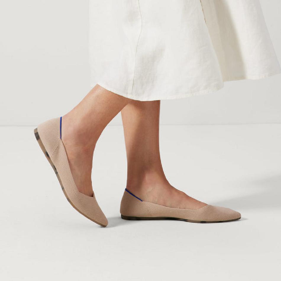 Women's Rothy's The Point Flat Shoes Beige | ZAUNQ19295