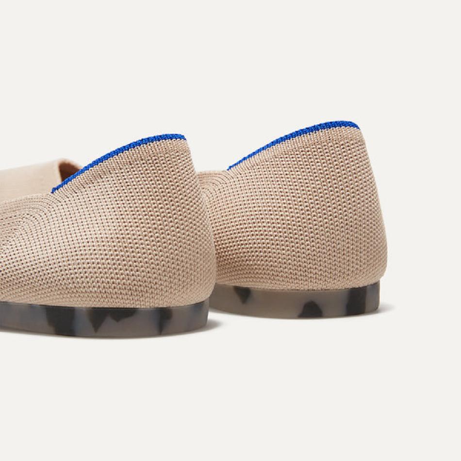 Women's Rothy's The Point Flat Shoes Beige | ZAUNQ19295