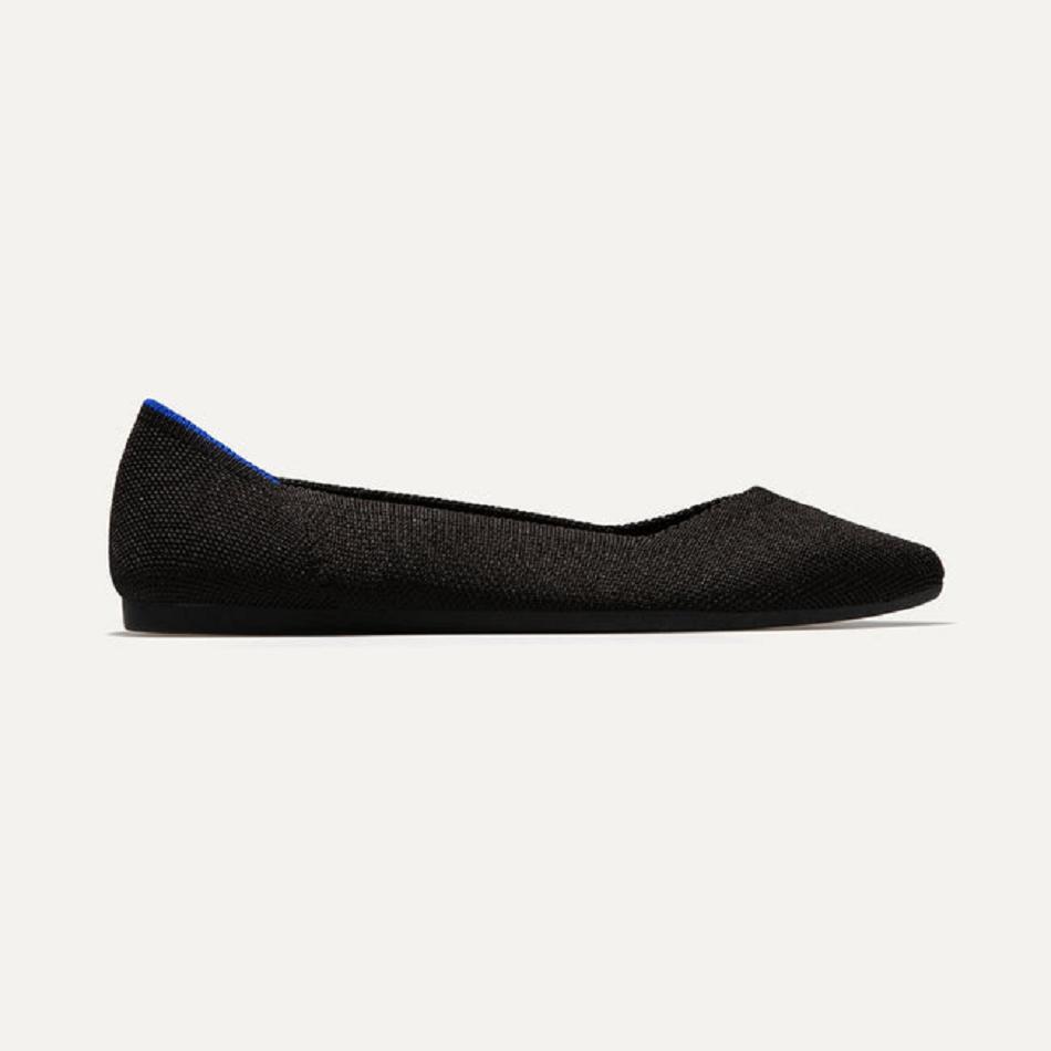 Women's Rothy's The Point Flat Shoes Black | AUZDE56083