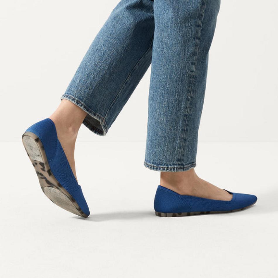 Women's Rothy's The Point Flat Shoes Blue | AAUWC76436