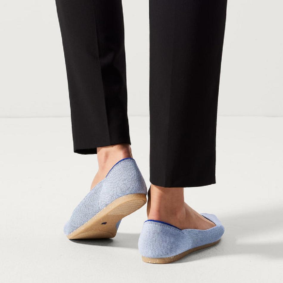 Women's Rothy's The Point Flat Shoes Blue | AUQAV94065