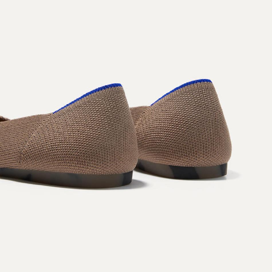 Women's Rothy's The Point Flat Shoes Brown | AAUWC87123