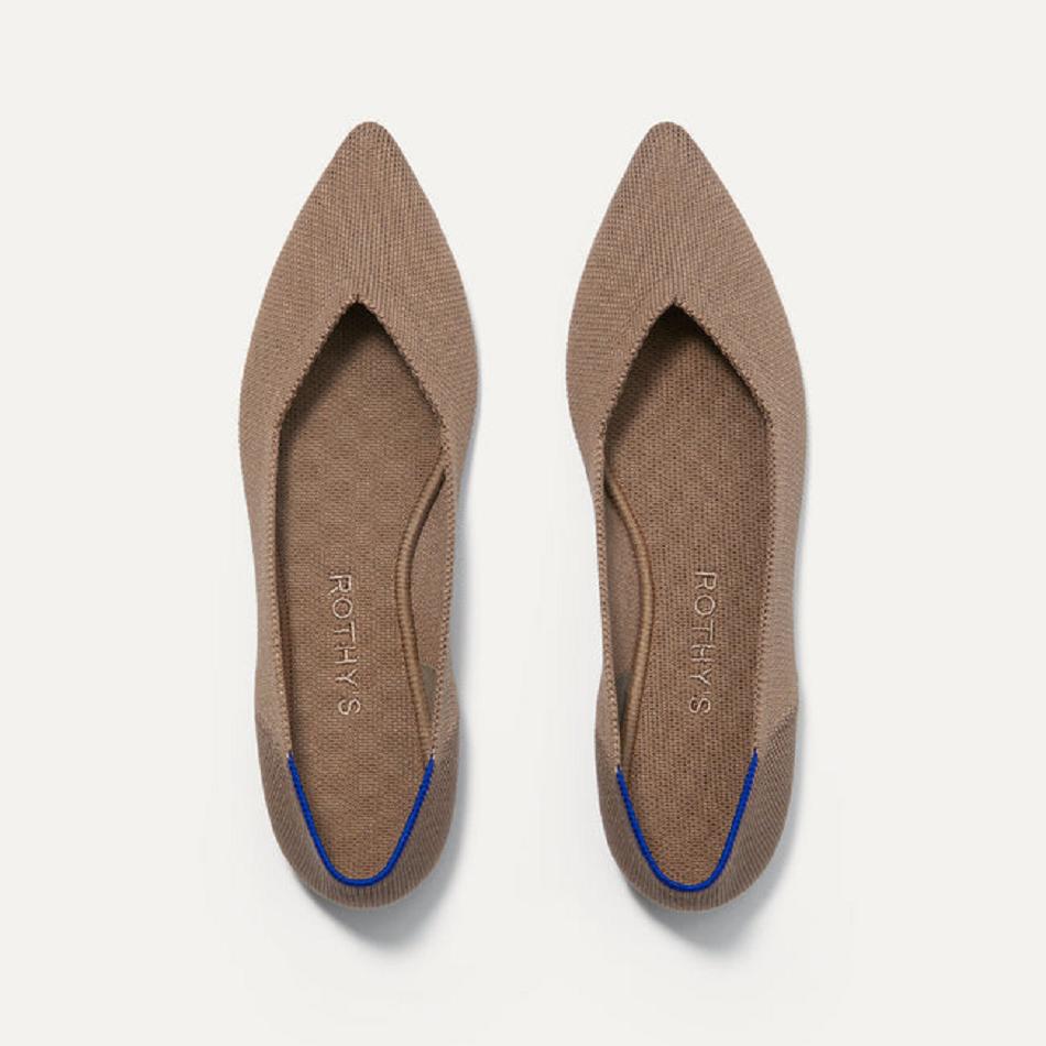 Women\'s Rothy\'s The Point Flat Shoes Brown | AAUWC87123