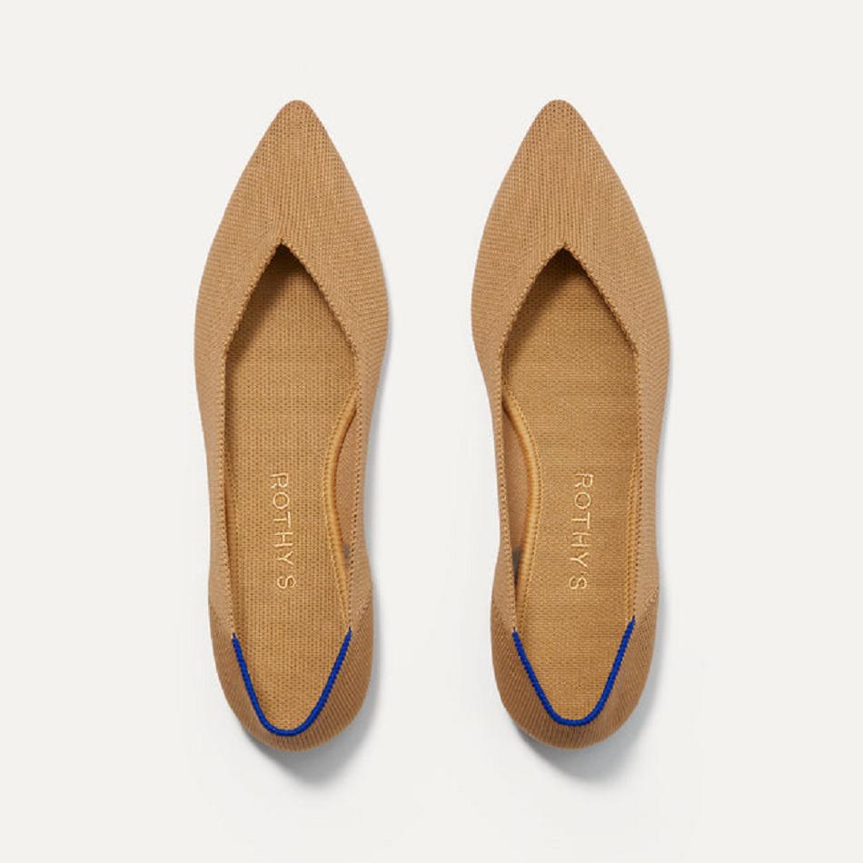 Women\'s Rothy\'s The Point Flat Shoes Brown | AUZDE16545