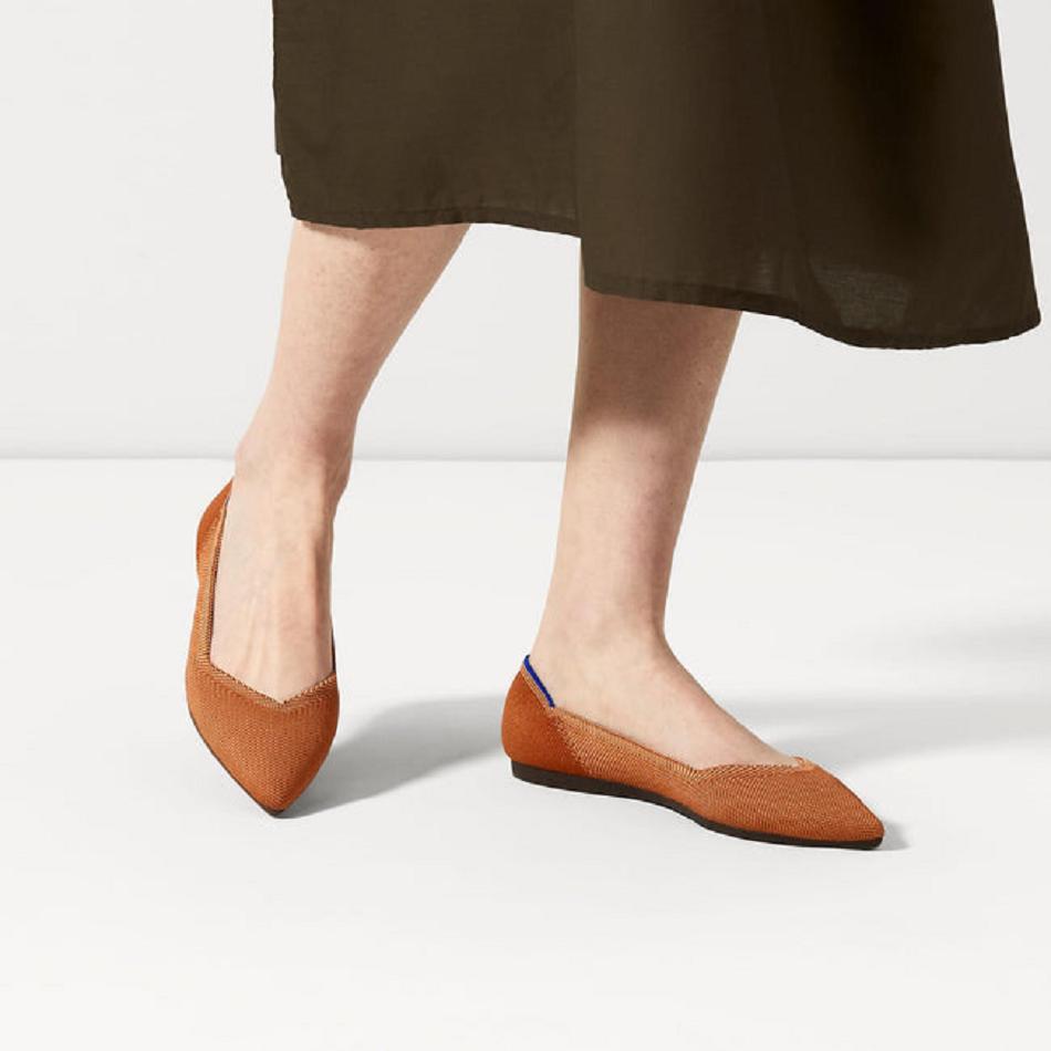 Women's Rothy's The Point Flat Shoes Brown | DAUVO18573