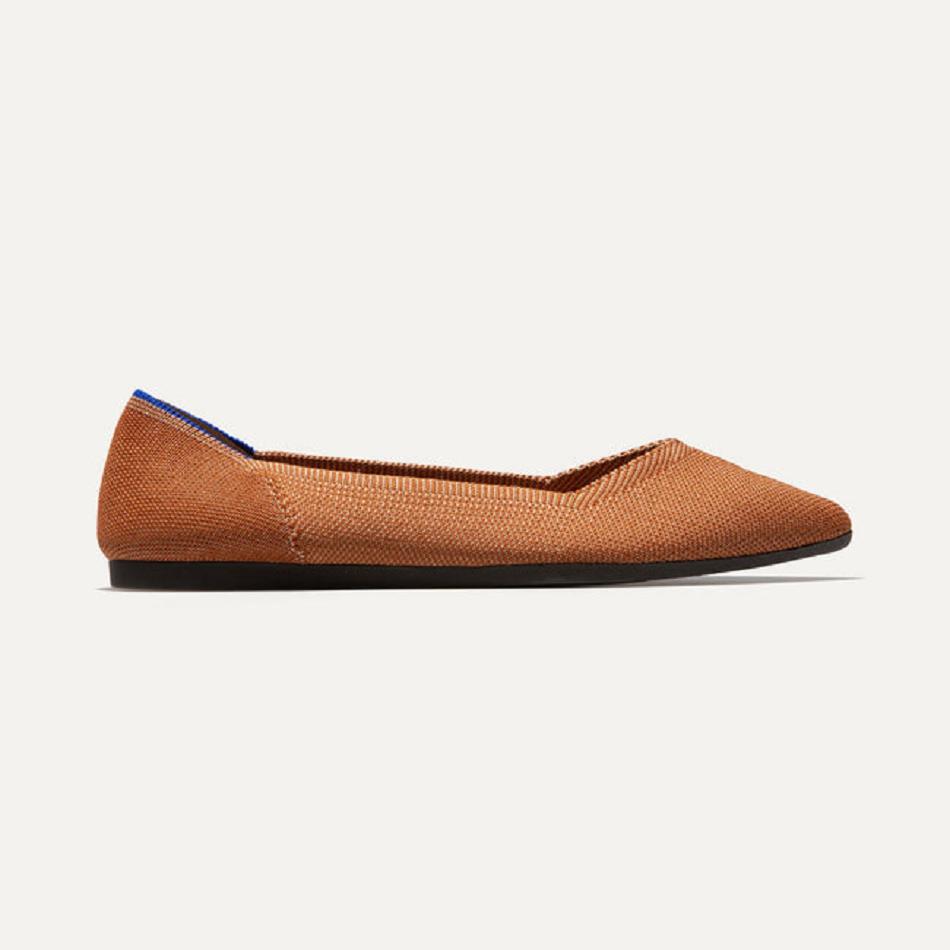 Women's Rothy's The Point Flat Shoes Brown | DAUVO18573