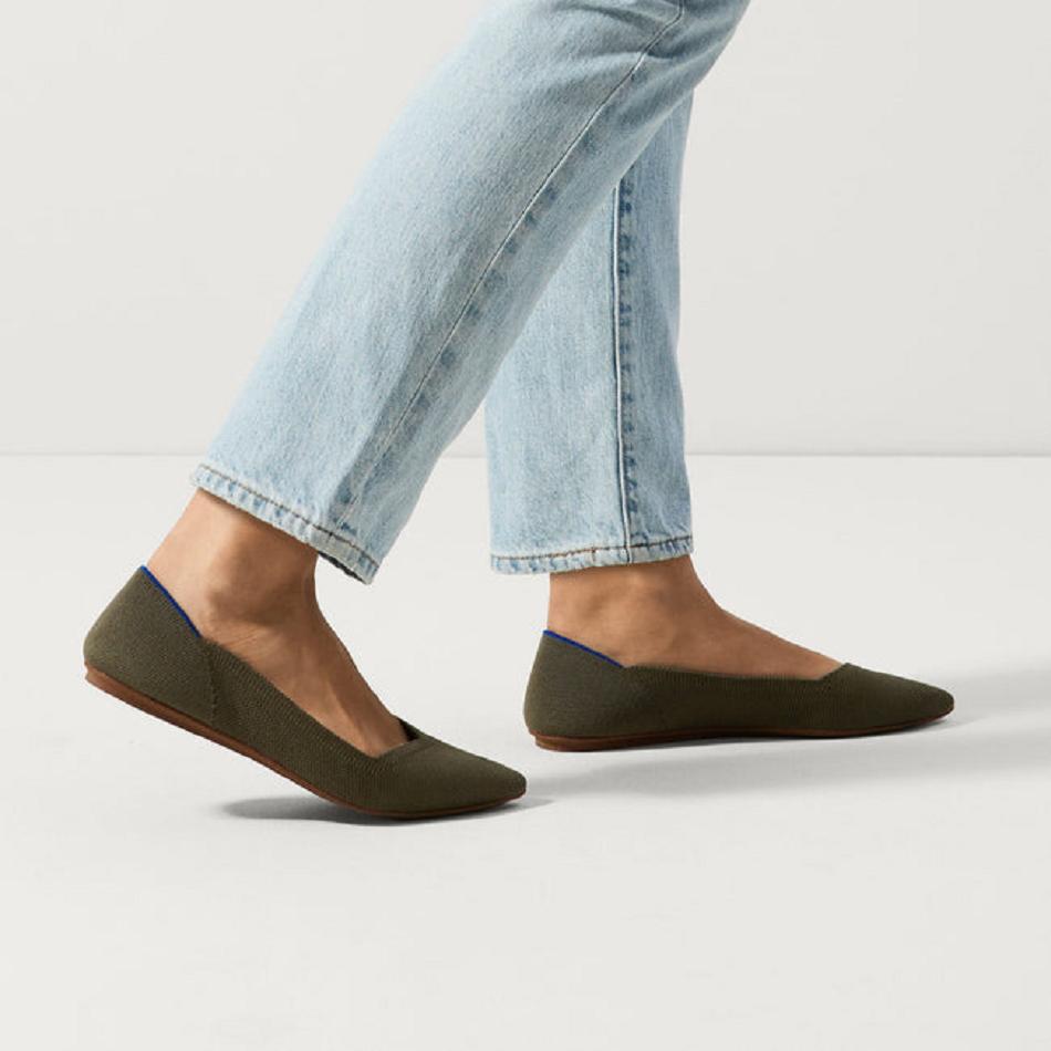 Women's Rothy's The Point Flat Shoes Grey Green | AUEGJ72170