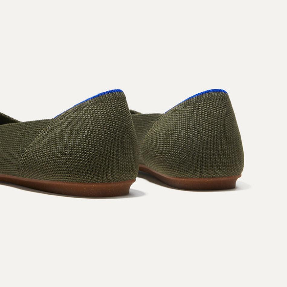 Women's Rothy's The Point Flat Shoes Grey Green | AUEGJ72170