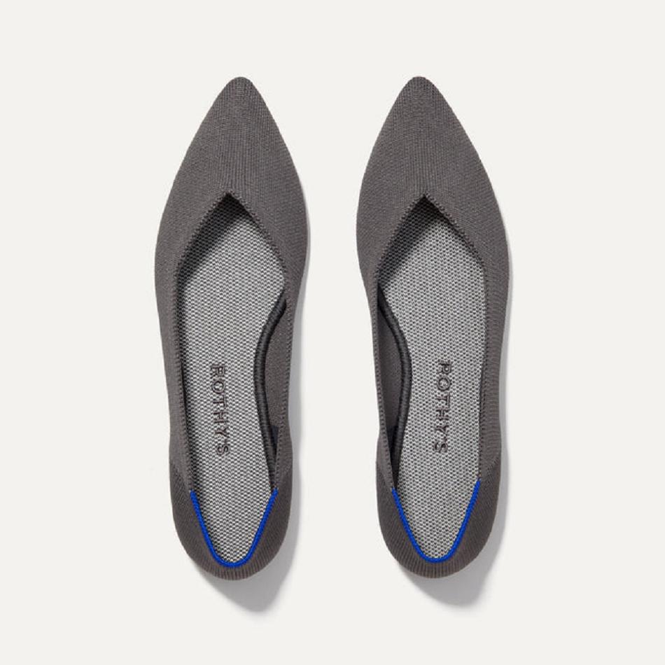 Women\'s Rothy\'s The Point Flat Shoes Grey | AUIIZ95894