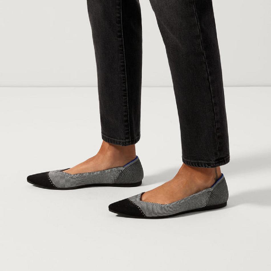 Women's Rothy's The Point Flat Shoes Grey | AUJBT43275