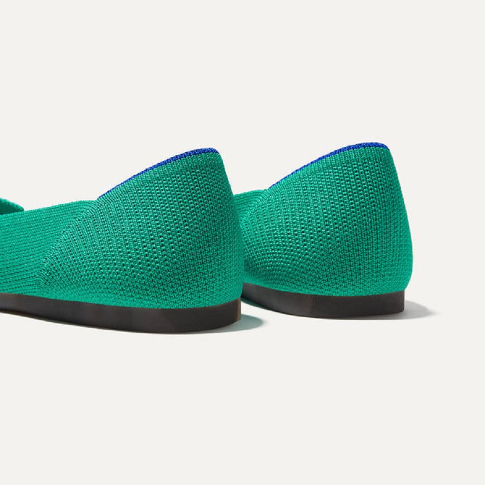 Women's Rothy's The Point Flat Shoes Green | AUXMI85689