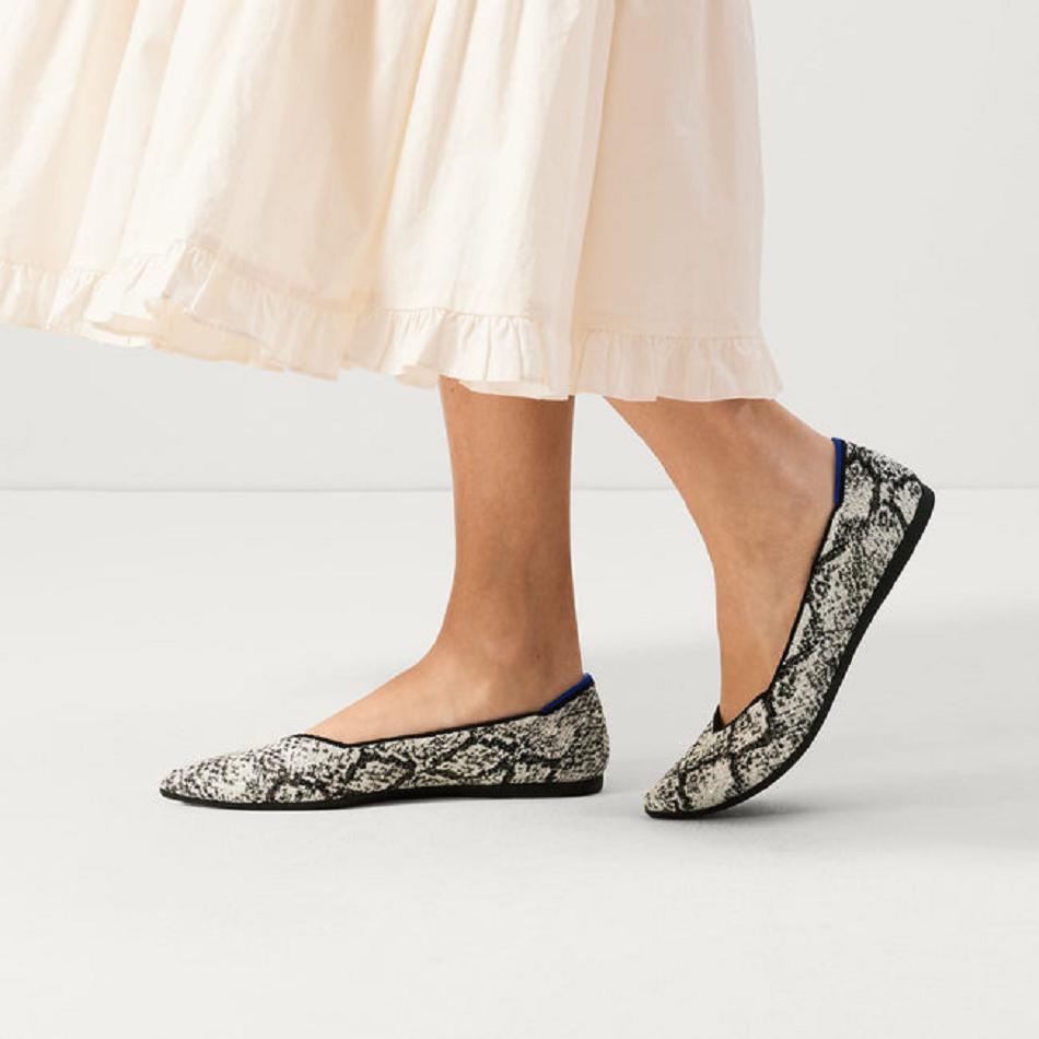 Women's Rothy's The Point Flat Shoes Grey | DAUVO95254