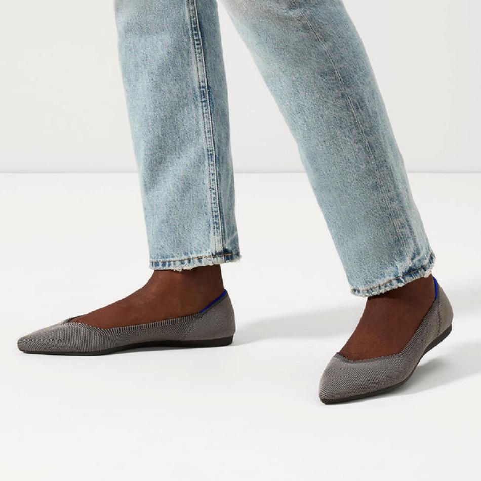Women's Rothy's The Point Flat Shoes Grey | EAUVG83629