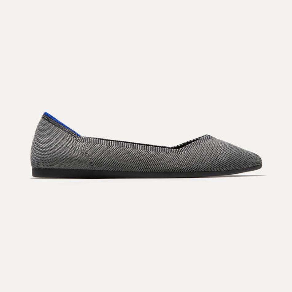 Women's Rothy's The Point Flat Shoes Grey | EAUVG83629