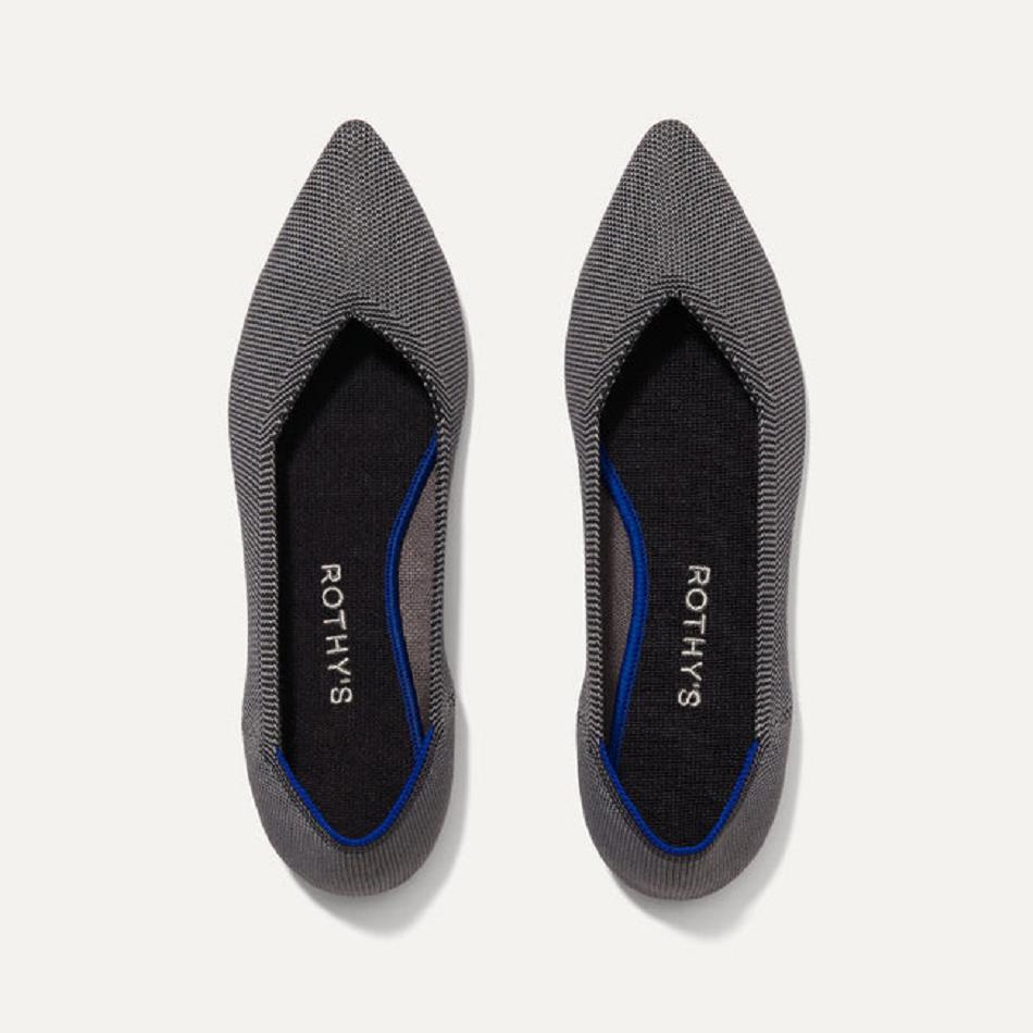 Women\'s Rothy\'s The Point Flat Shoes Grey | EAUVG83629