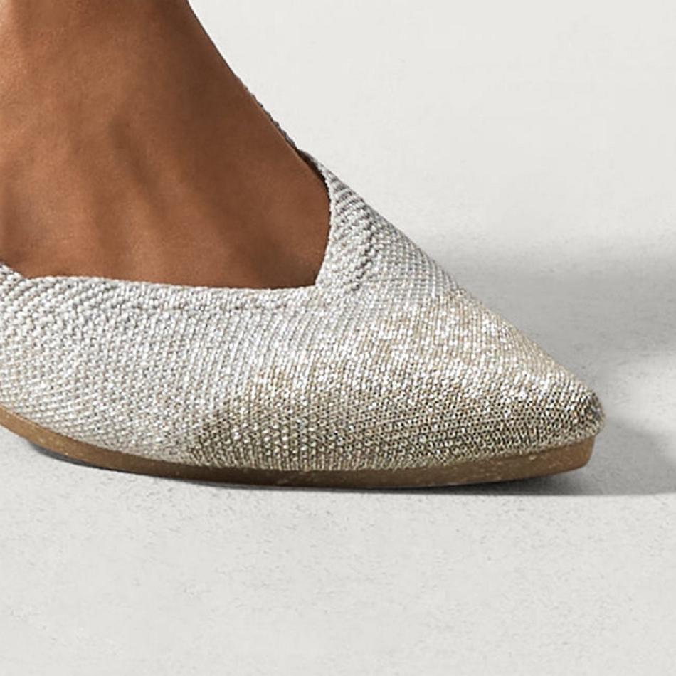 Women's Rothy's The Point Flat Shoes Metal | AUZDE71855