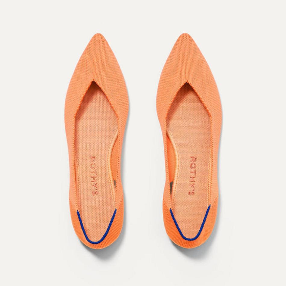 Women's Rothy's The Point Flat Shoes Orange | MAUFT21441