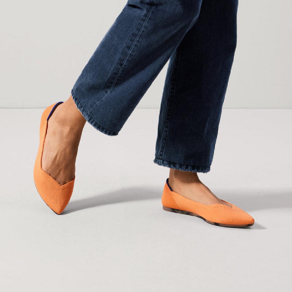 Women's Rothy's The Point Flat Shoes Orange | MAUFT21441
