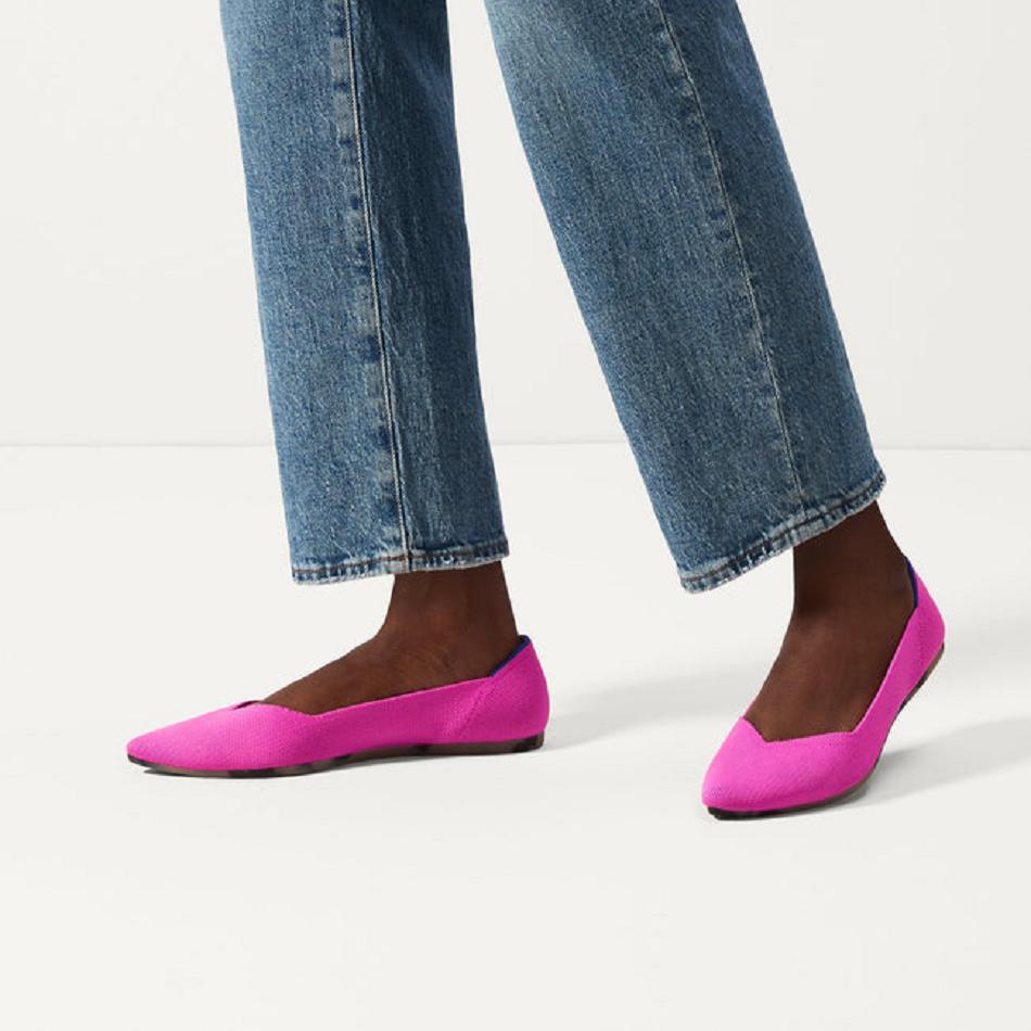 Women's Rothy's The Point Flat Shoes Purple | AUXMI51869