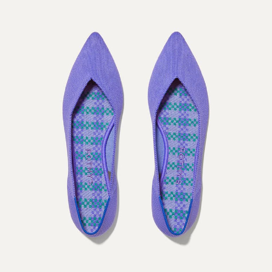 Women\'s Rothy\'s The Point Flat Shoes Purple | BAUSO56924