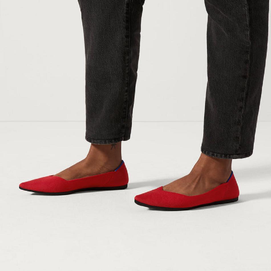 Women's Rothy's The Point Flat Shoes Red | SAUNY68326