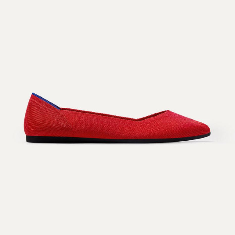 Women's Rothy's The Point Flat Shoes Red | SAUNY68326
