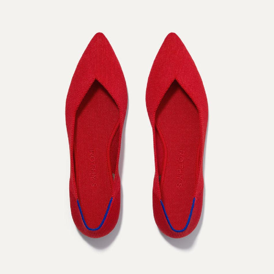 Women\'s Rothy\'s The Point Flat Shoes Red | SAUNY68326
