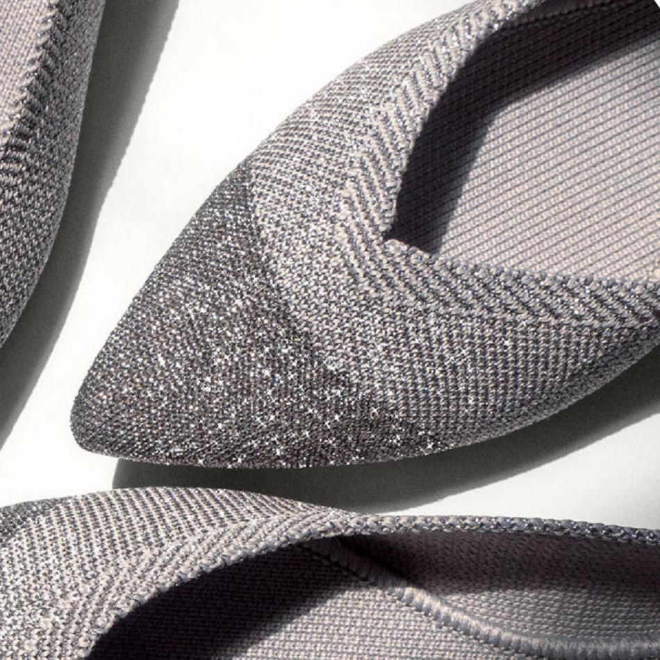 Women's Rothy's The Point Flat Shoes Silver / Metal | AUQCS93936