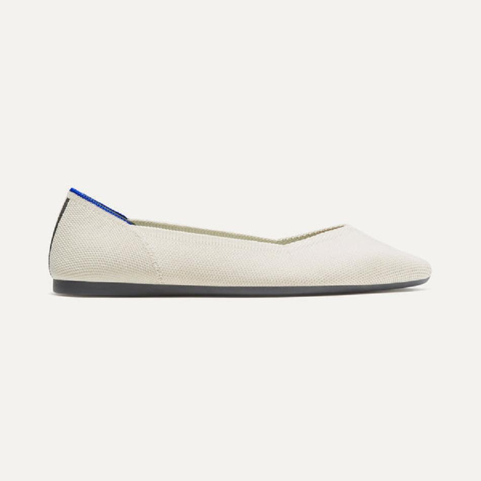 Women's Rothy's The Point Flat Shoes White | QAUWA43465