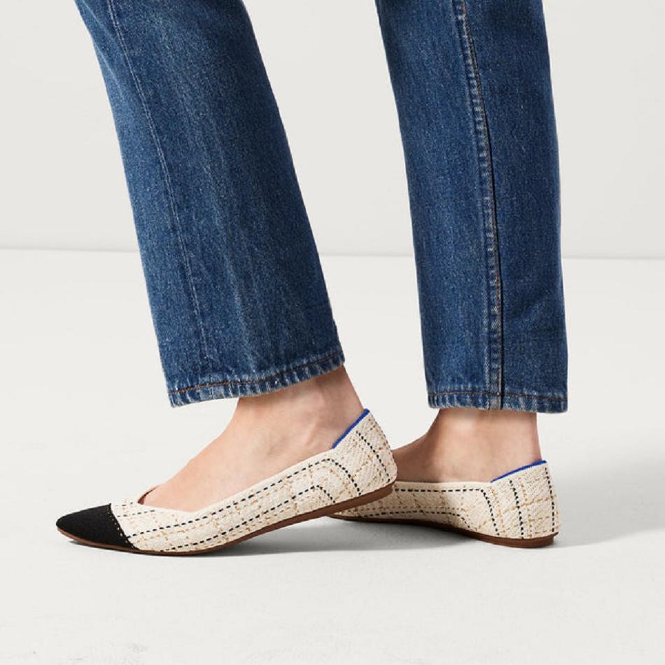 Women's Rothy's The Point Flat Shoes White | ZAUNQ21378