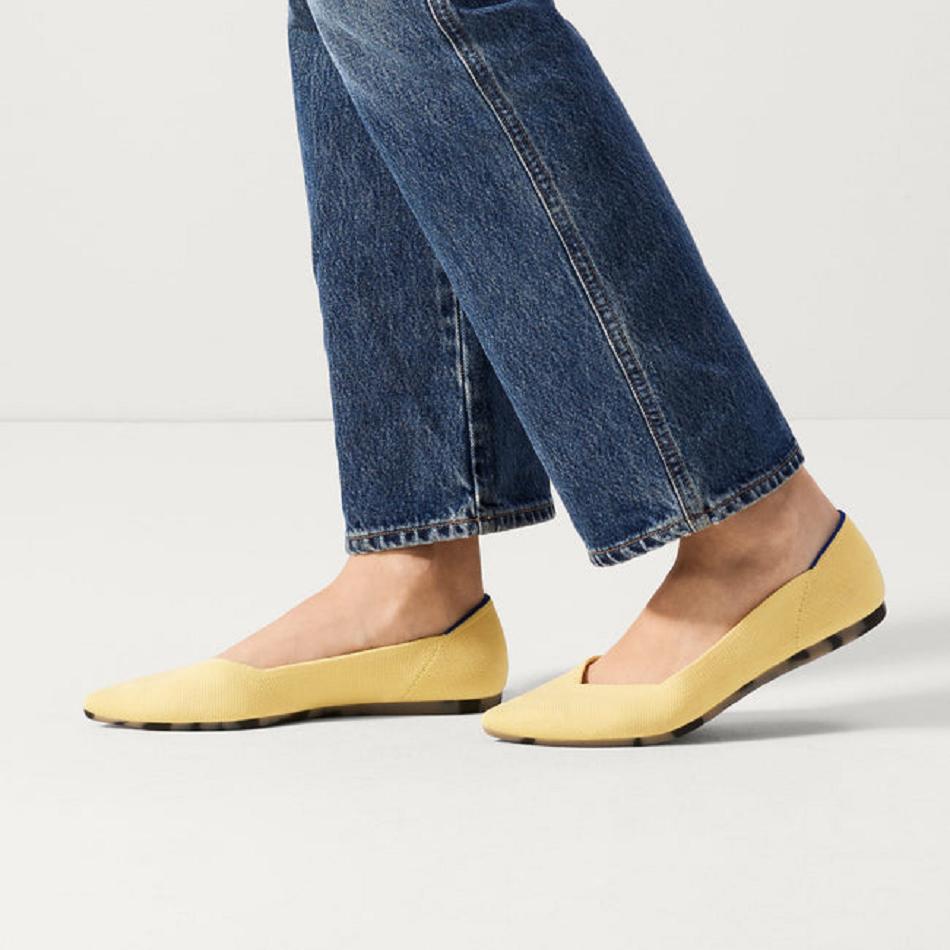 Women's Rothy's The Point Flat Shoes Yellow | QAUUV41331