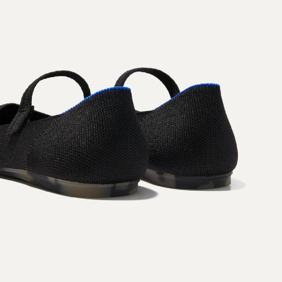 Women's Rothy's The Square Mary Jane Flat Shoes Black | LAUSX63259