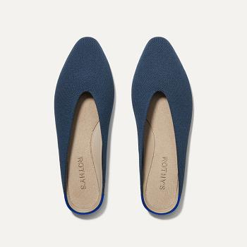 Women's Rothy's The Almond Demi Mules Navy | FAUHY75217