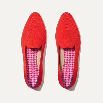 Women's Rothy's The Almond Loafer Flat Shoes Red | AUNEJ92758